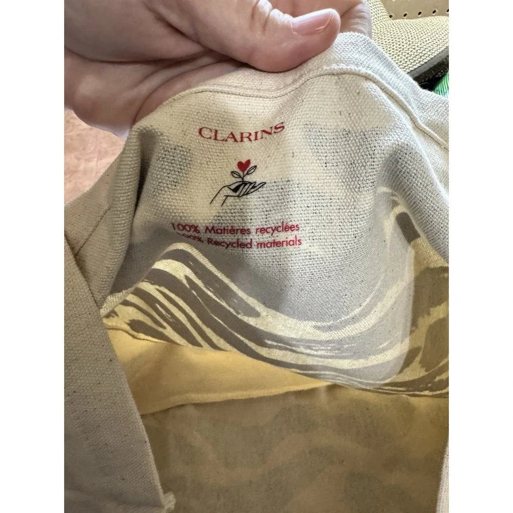 Clarins Canvas Tote Bag Blue Zebra Print Eco‎ Recycled Materials NWT Shopper
